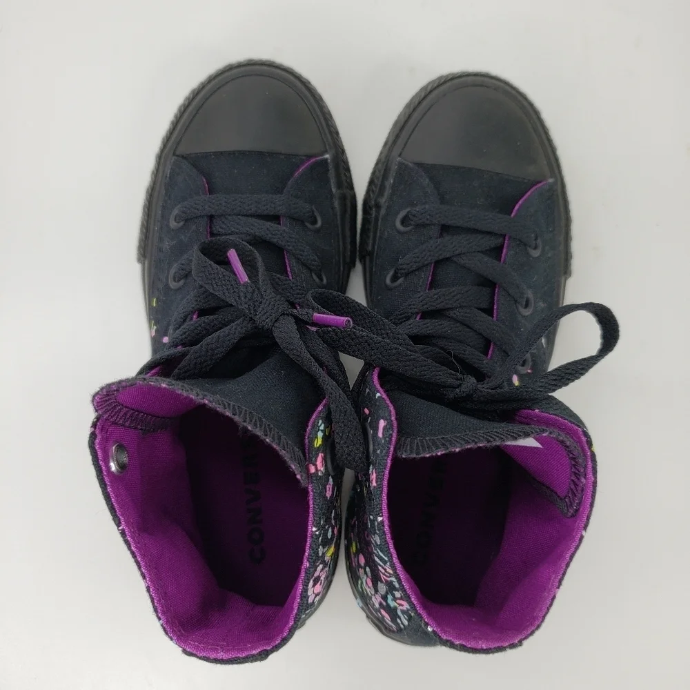 Converse Confetti Hi Top Black Canvas Sprinkles Of Color Sneakers sz 13 Junior.